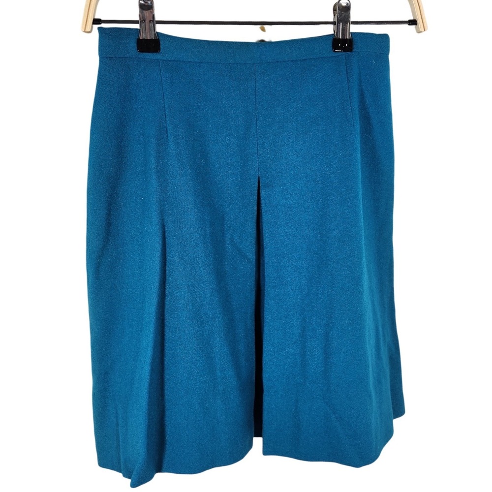 Handmade Vintage Turquoise Blue Wool Pleated School Girl Skirt Size READ